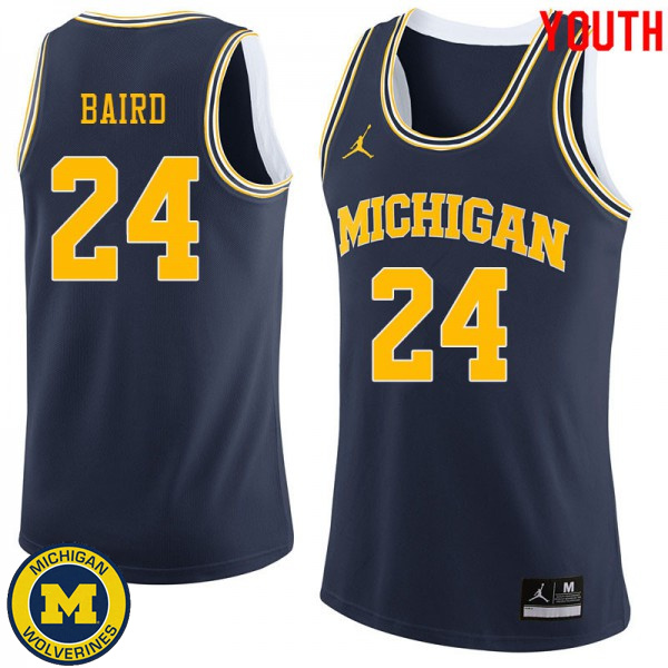 Youth University of Michigan #24 C.J. Baird Navy Jordan Brand College Basketball Jersey